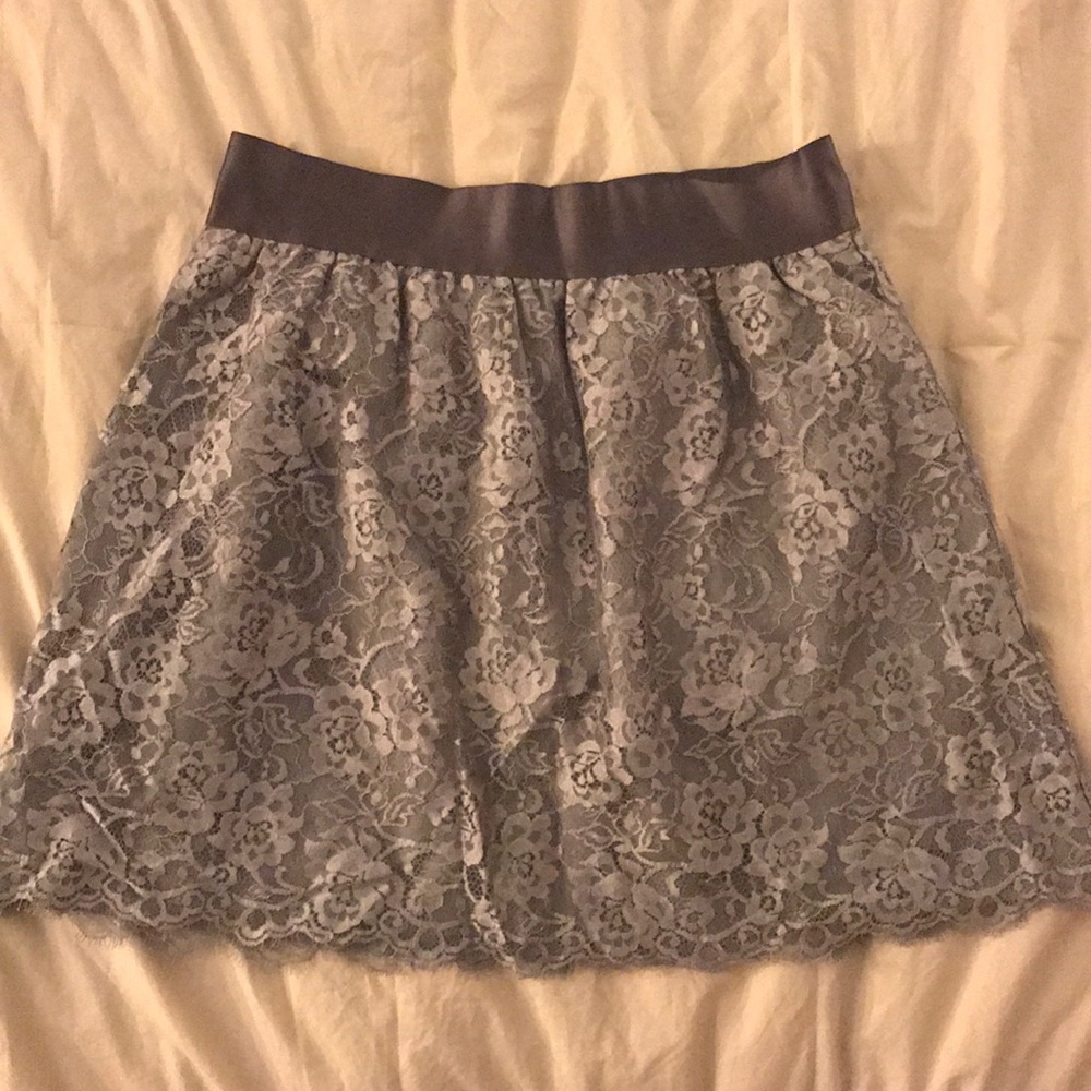 J. Crew skirt, silver/grey lace
